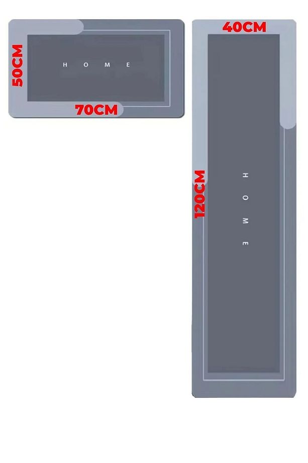 2 Adet Kalın Mavi Su Emici Kaymaz Tabanlı Banyo Paspası Seti - Mutfak Tezgah Önü - 50x70 Ve 40x120 - 3