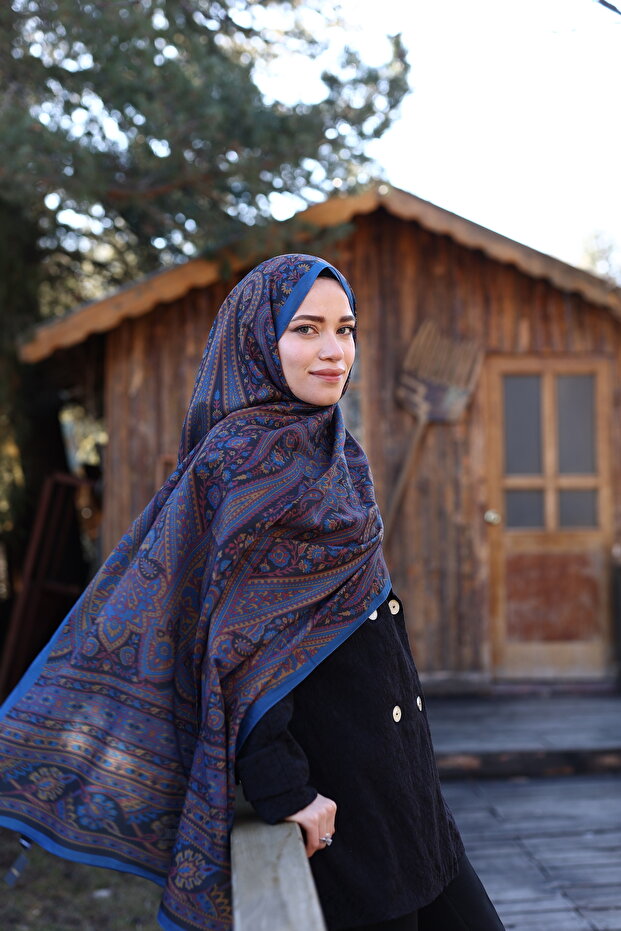 شال حريري من القطن بنمط إيترو - 1