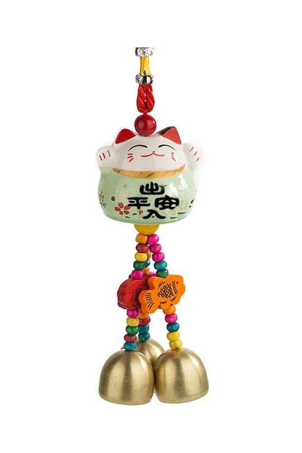 Feng Shui Şans ve Bereket Kedisi Maneki Neko Seramik Asılabilir Dekor/Kapı Süsü /Duvar Süsü - 7