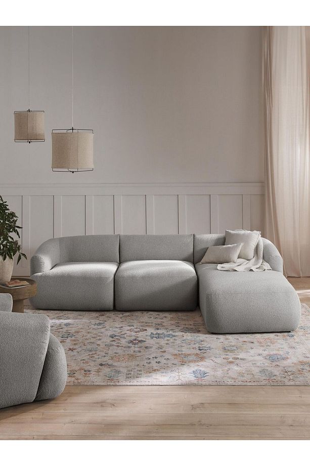 Mode Togg Soft Sağ Köşe Koltuk Takımı 3 Modül 19 Gri Keten Kumaş Işbir Sünger - 1