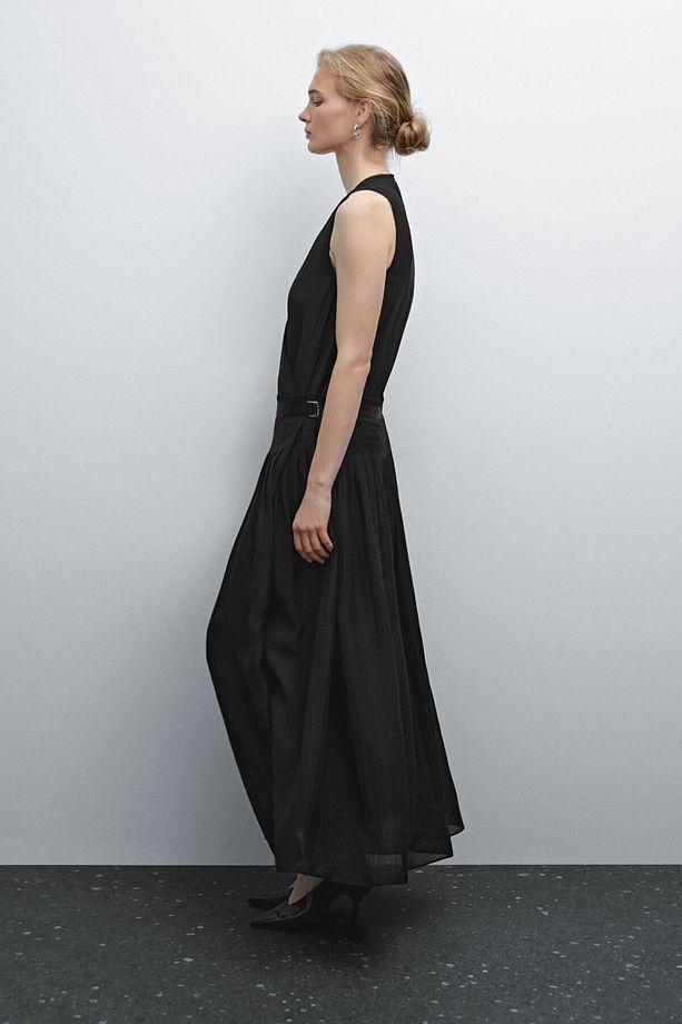 Pilili midi elbise - 5