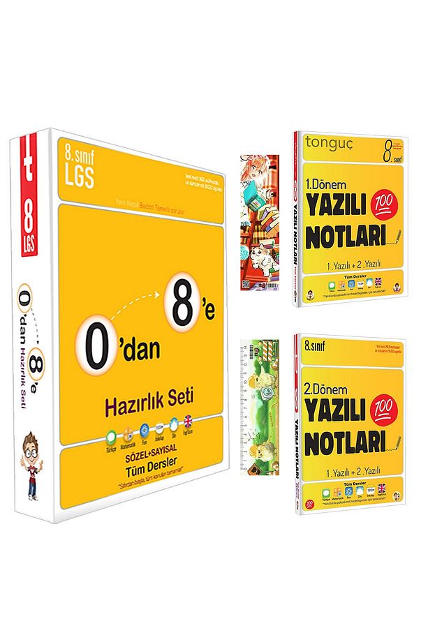 0'dan 8'e Hazırlık Seti Konu Anlatımlı Soru Bankası 8. Sınıf Yazılı Notları 1. Ve 2. Dönem 2025 - 1