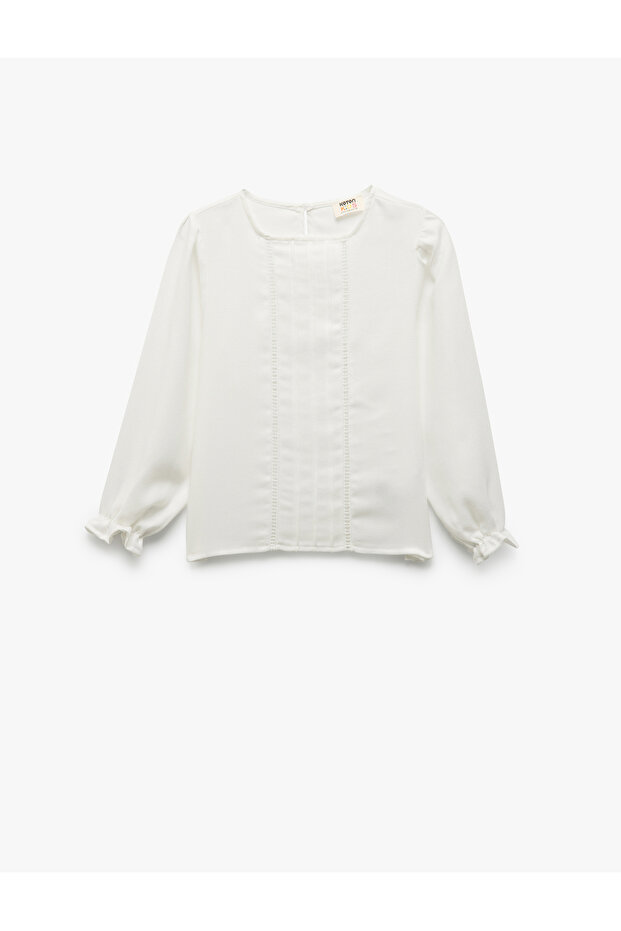 Crew Neck Long Sleeve Viscose Blouse