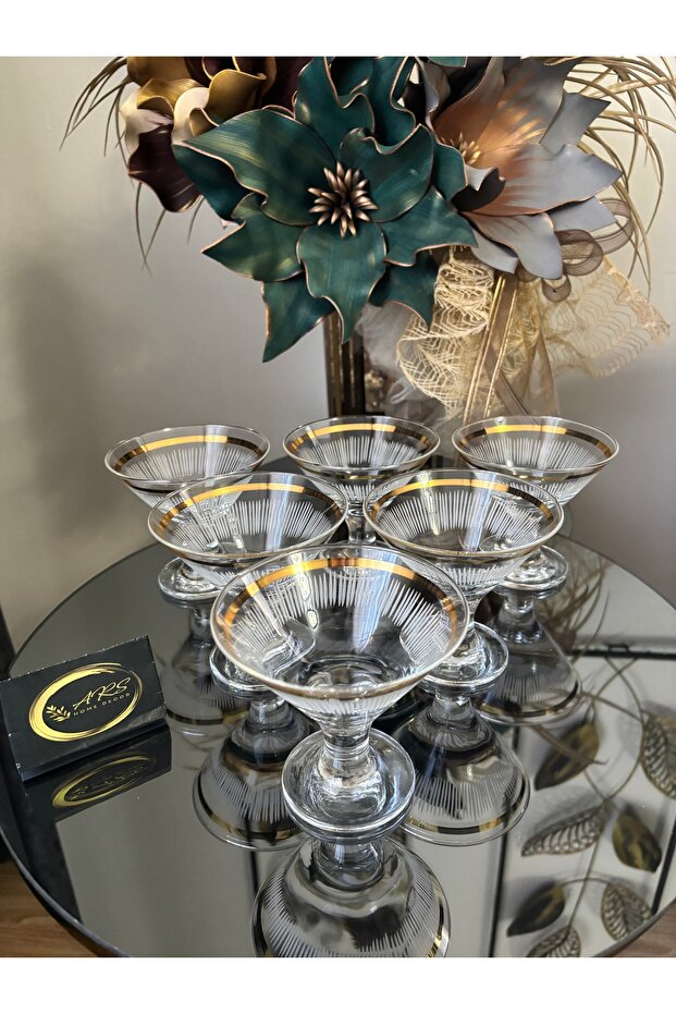 Gilded Special Design 6-Piece Ice Cream Bowl with Stand, Candy Dish, Small Salad Bowl, Serving Dish