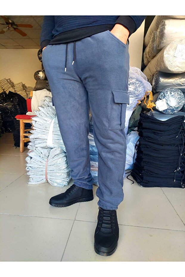 Kargo Cep Erkek Regular Fit Kışlık Polar Eşofman Altı - 7