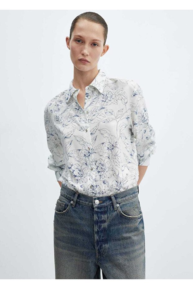 Düğmeli desenli gömlek - 1