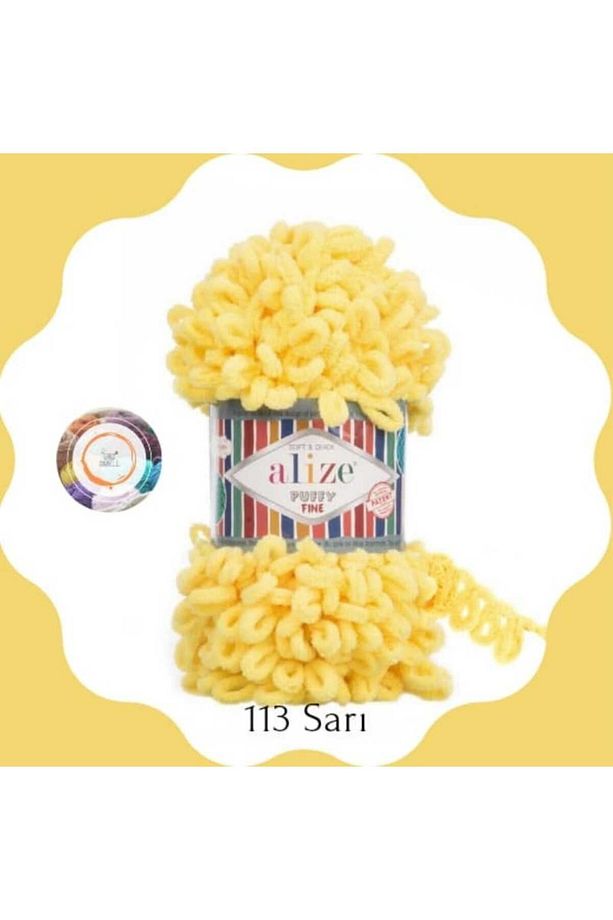 Puffy Fine 113 El Örgü Ipliği Küçük Ilmek (TEKLİ) - 100 Gr. 14.5mt. Parmak Ipi, Battaniye Ipi - 1