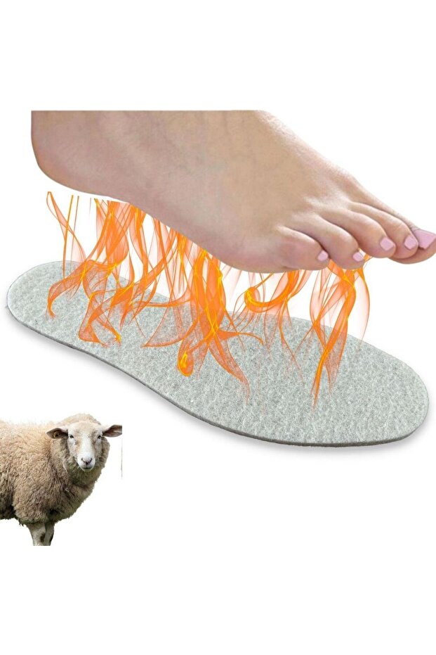 Kışlık, Çok Sıcak Tutan, Termal -Klasik Hakiki Yün Keçe- Bot, Ayakkabı Tabanlığı, 1 Çift - 5