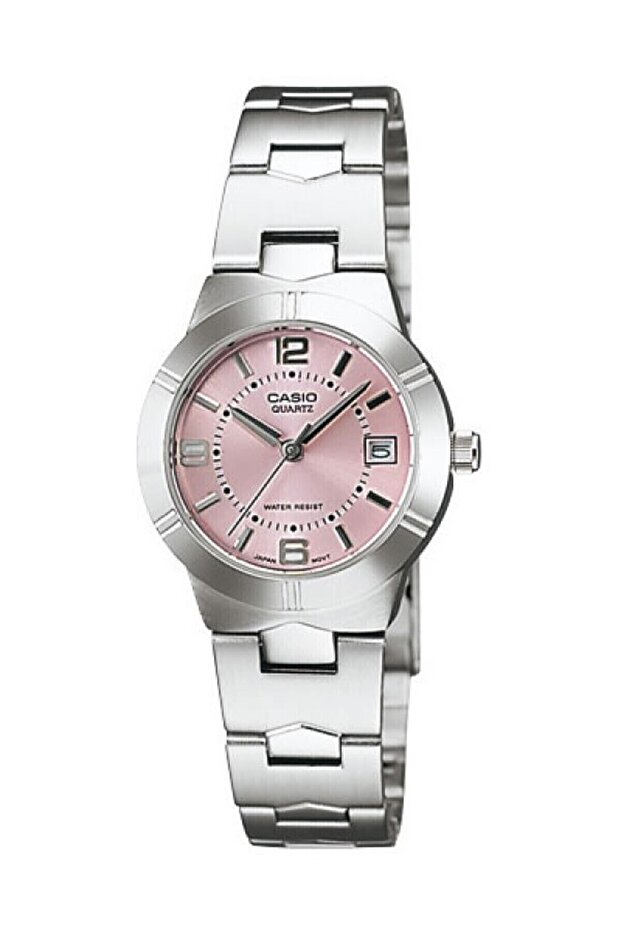 Pink Dial Women's Wristwatch with Silver Color