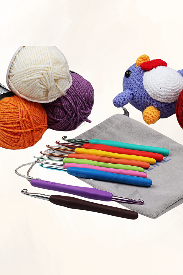 Silikon Saplı Renkli Elastik Tığ Yün Orlon Tığ Amigurumi Tığ - 2