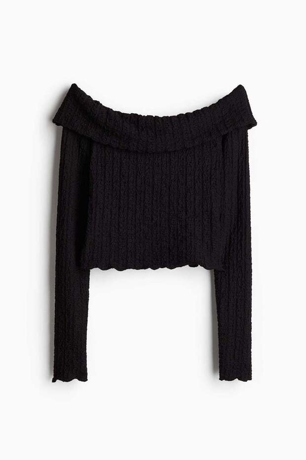 Textured off-the-shoulder top