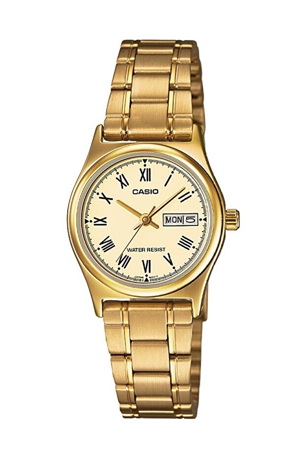 Gold Color Calendar Women's Wristwatch