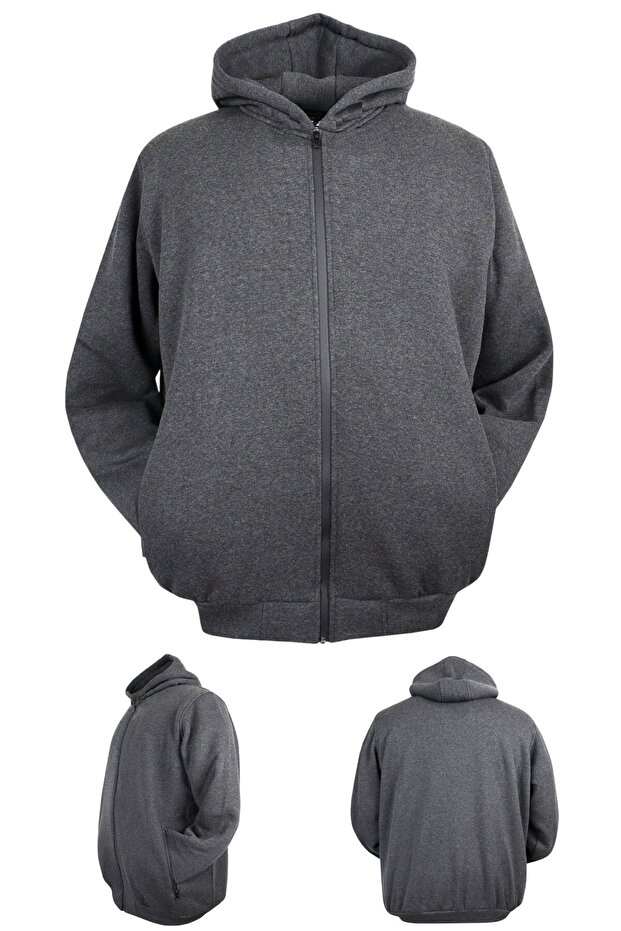 Men's Thick Sweat Coat with Hood 3 Thread Raster Winter Thick Sweat Coat Suitable for Men's Plus Size 105 - 185 Weight Weight