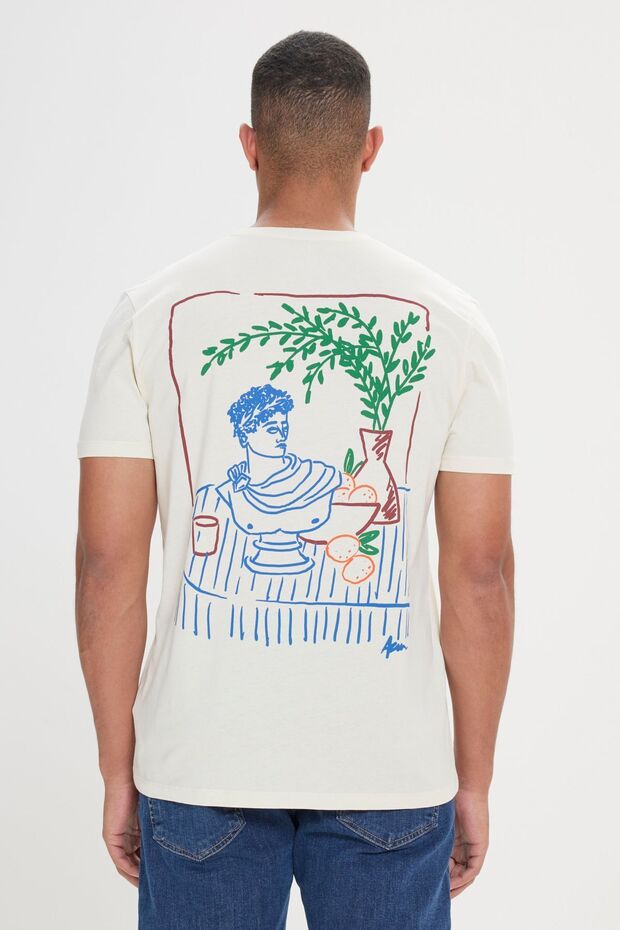 Erkek Sarı Standart Fit Normal Kesim %100 Pamuk Yumuşak Dokulu Baskılı Bisiklet Yaka Tişört - 6