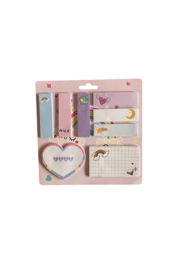 Sevimli Yapışkanlı Not Kağıdı - 8 Parça Pembe Kawaii Post-it Seti - Index - Indeks - 3
