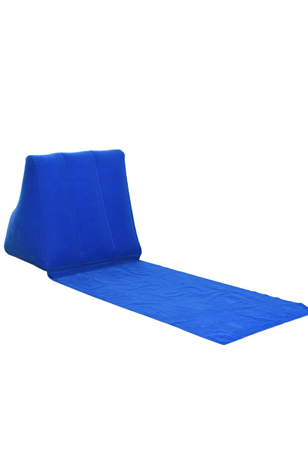 Blue Inflatable Travel Mattress Foldable Soft Beach Mat Air Bed Chair Seat Camping Beaching Leisure