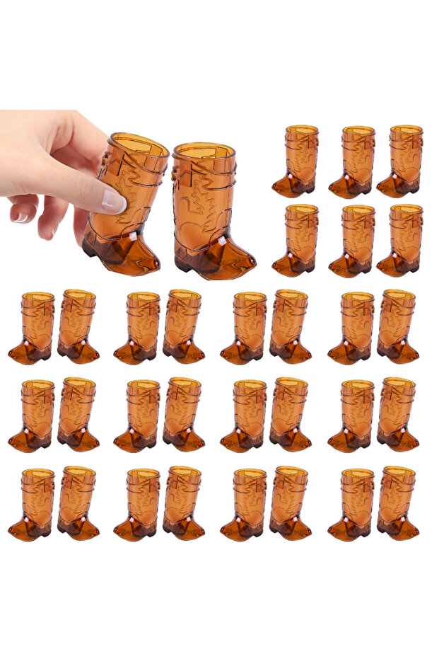10pcs brown 10PCS Cowboy Boot Shot Glasses Mini Plastic Shot Glass Cups For Birthday Party Decoratio
