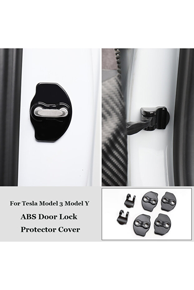 BLACK SET For Tesla Model Y Juniper Model 3 Highland Door Lock Protector Cover Latches Door Stopper
