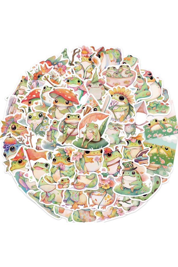 frog - 50pcs 50Pcs Kawaii Frog Stickers Cute Fat Animal Decal Juice Frog Stickers Waterproof Vinyl f