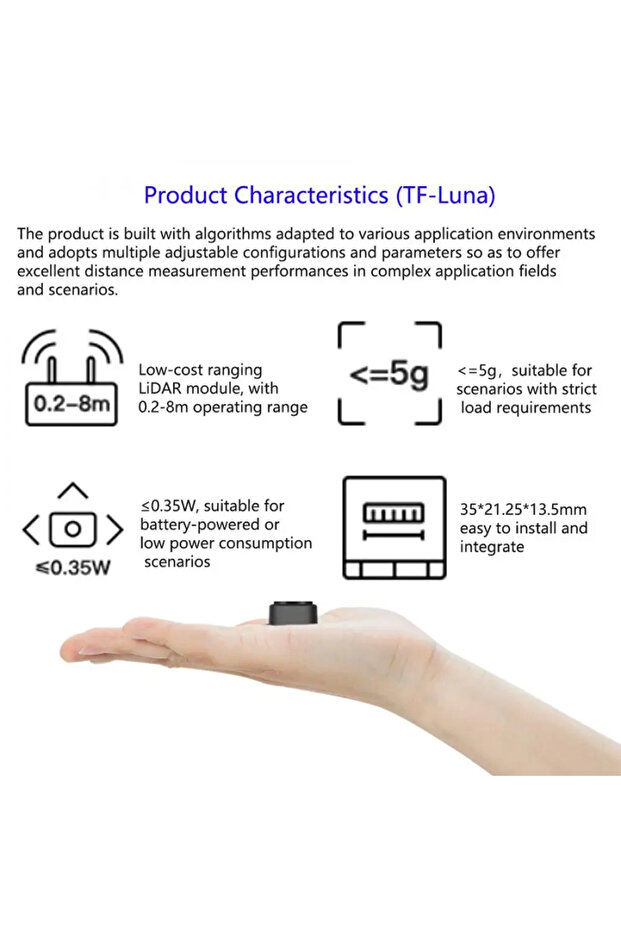 مجموعة واحدة من وحدة استشعار المدى ليدار TF-Luna مستشعر تحديد المدى وحدة تحديد المدى الدقيقة أحادية النقطة لـ - 2