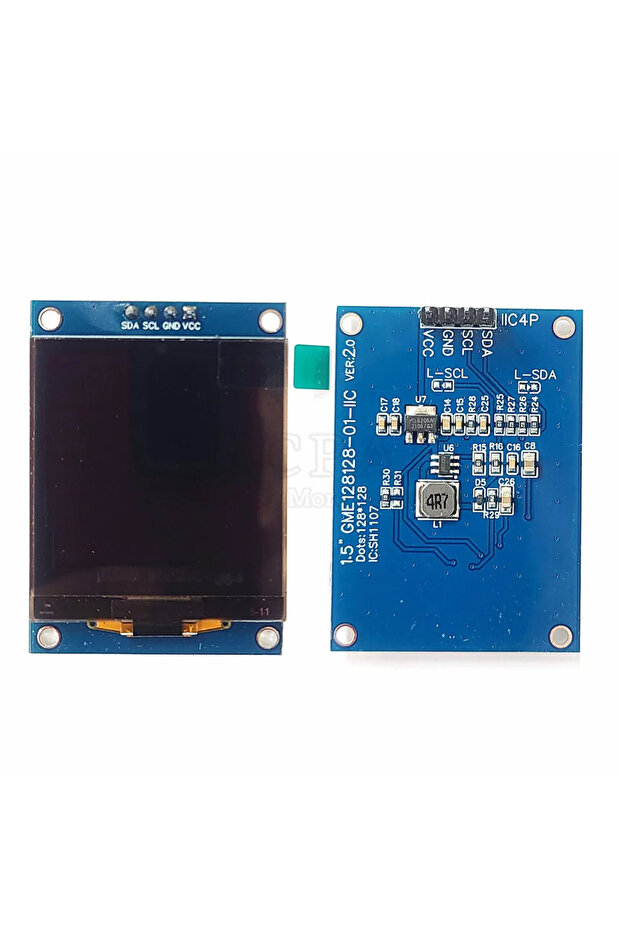 وحدة شاشة LCD OLED مقاس 1.5 بوصة بيضاء 128*128 نقطة شريحة تشغيل SH1107 COG I2C IIC 4PIN 3V-5V