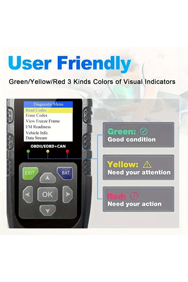 أداة تشخيص ماسح ضوئي Obd2 باللون الأسود مع جهاز اختبار الجهد، وقارئ رمز خطأ محرك Obdii، وEOBD + CAN C - 4