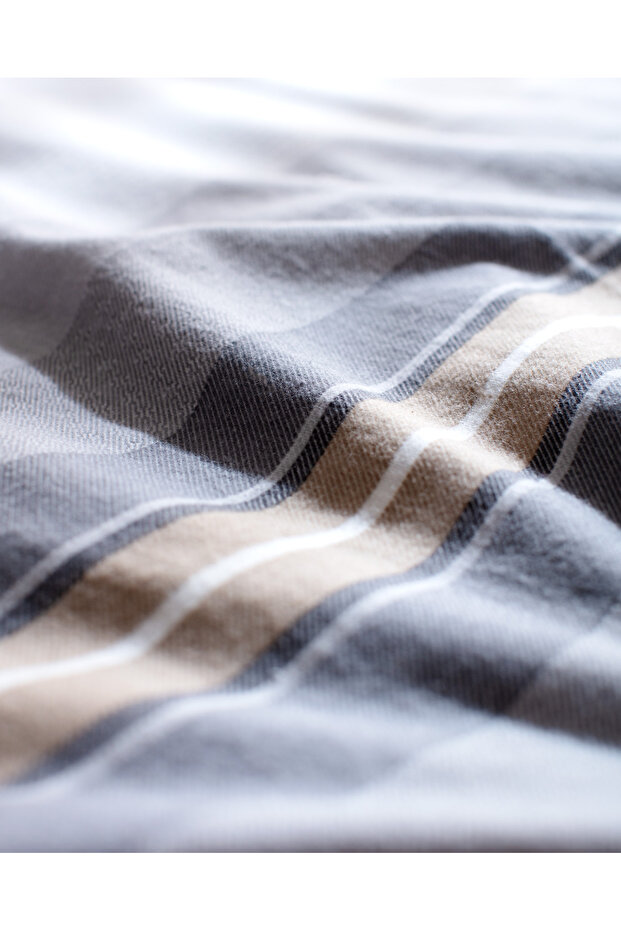 Destry Tek Kişilik %100 Pamuk Flanel Nevresim Takımı - Gri - 6