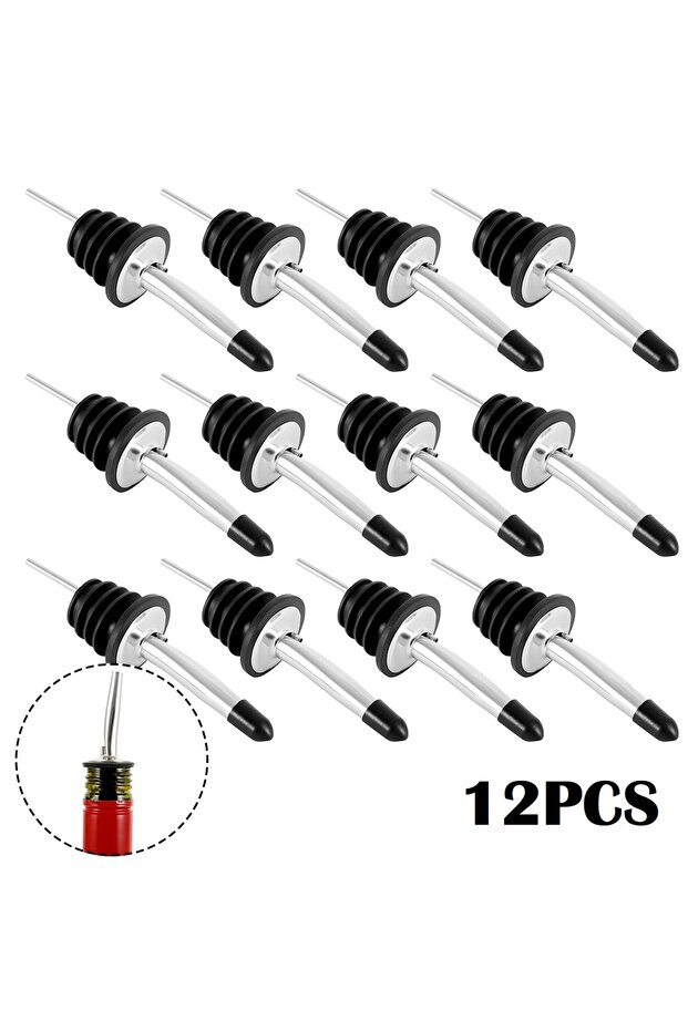 12PCS Stainless Steel Wine Pourer Conical Wine Liquor Flow Wine Bottle Stopper Spout Bottle Pourer S