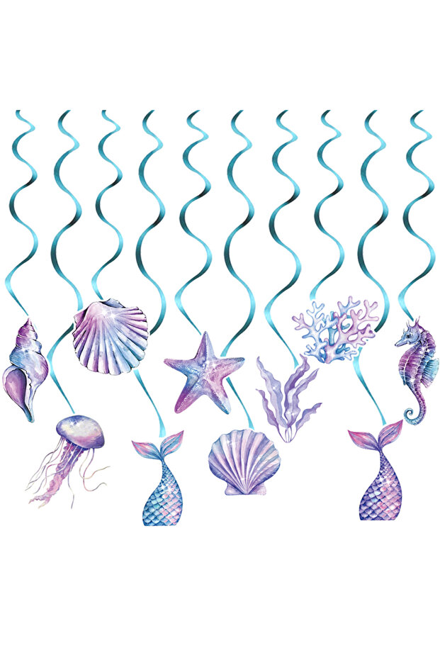 1set 1set Mermaid Theme Garlands Pendant Seaweed Shell Jellyfish Conch Spiral Under The Sea Theme Gi