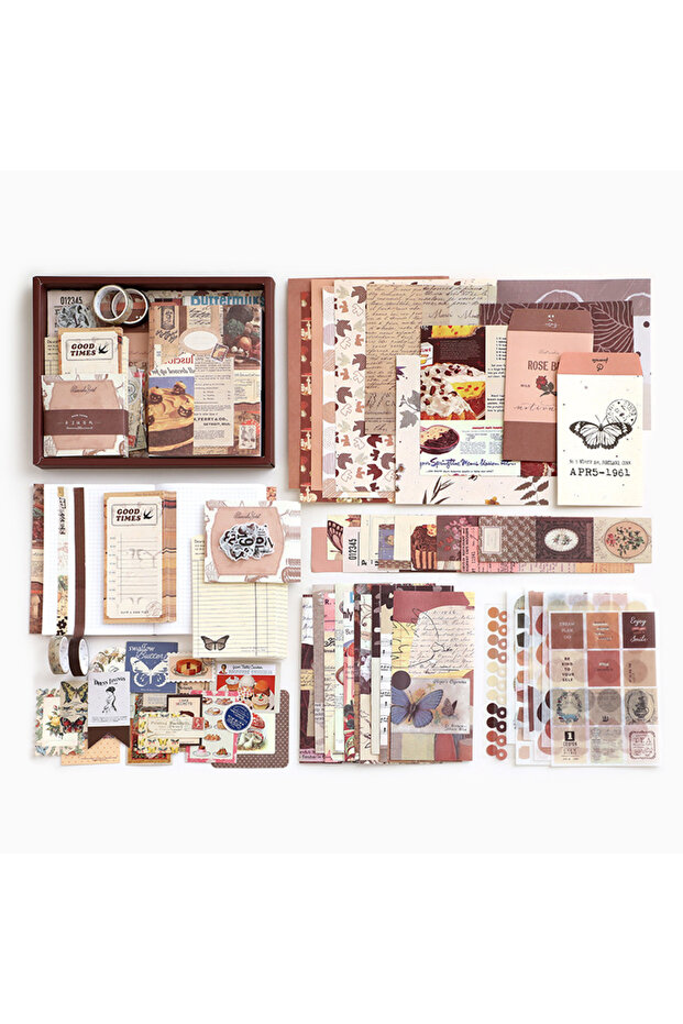 d Yoofun 155pcs/box Scrapbooking Collage Junk Journal Decoration Gift Box Includes Tape Sticker Mat.