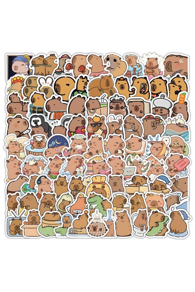 60PCS 60/120PCS Cute Plump Capybara Stickers Cartoon Animal Decals Phone Scrapbook Luggage Laptop Gr