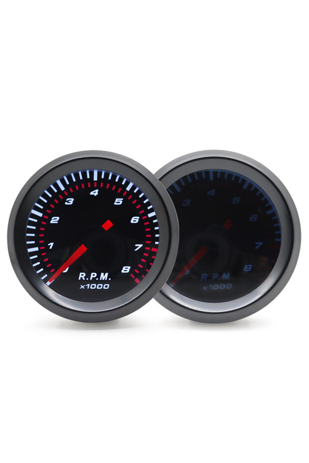 2“52mm Smoke Lens Auto Tachometer White LED 0-8000 RPM Meter Car Gauge 1-8 Cylinders