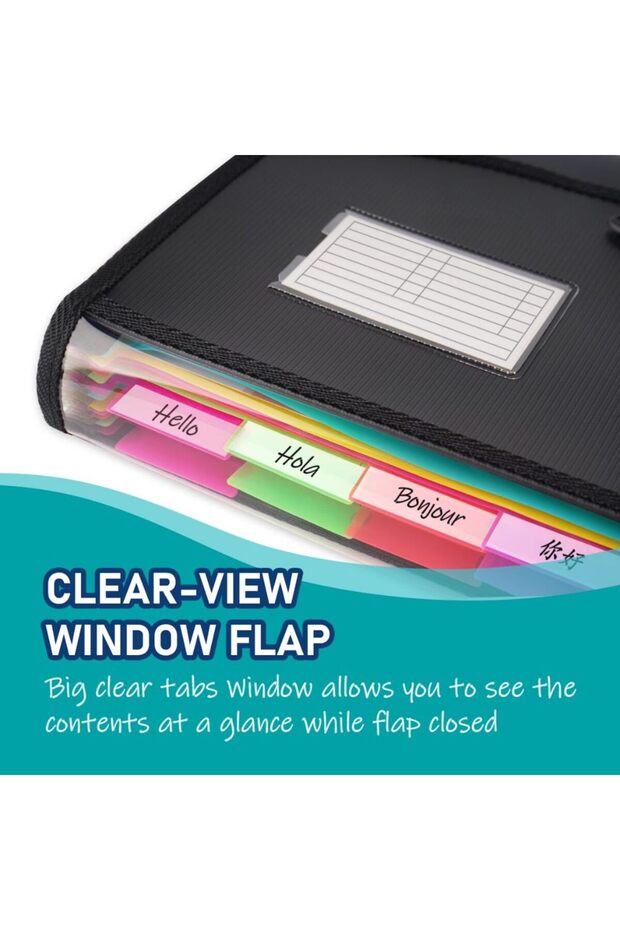 Black File Folders 13 Pockets, Expanding File Folders Organizer, Expandable Binder Document Organize - 4