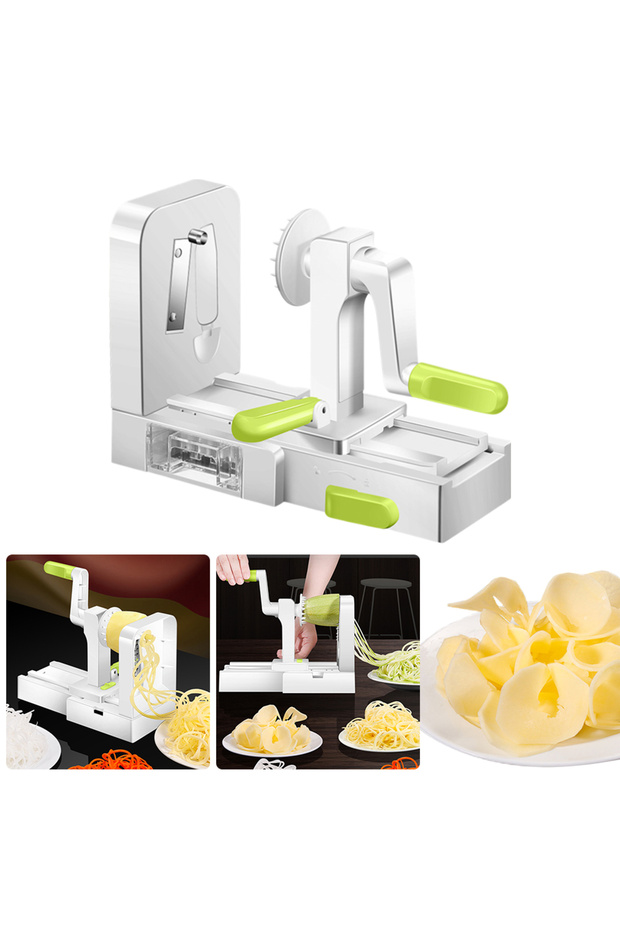 قطاعة خضروات حلزونية قابلة للطي مع صندوق شفرة إضافي، قطاعة خضروات، مفرمة خضروات مع مقبض... - 1