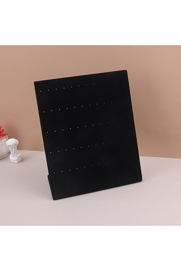 black Velvet Suede Ring Earrings Organizer Ear Studs Jewelry Display Stand Holder Rack Showcase Plat