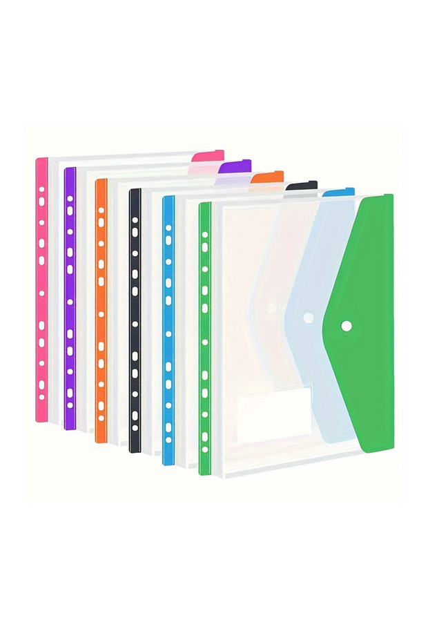 Other 6 pcs Plastic envelope with adhesive snaps & 11 holes file folder expansion bag for 2/3/4 ring