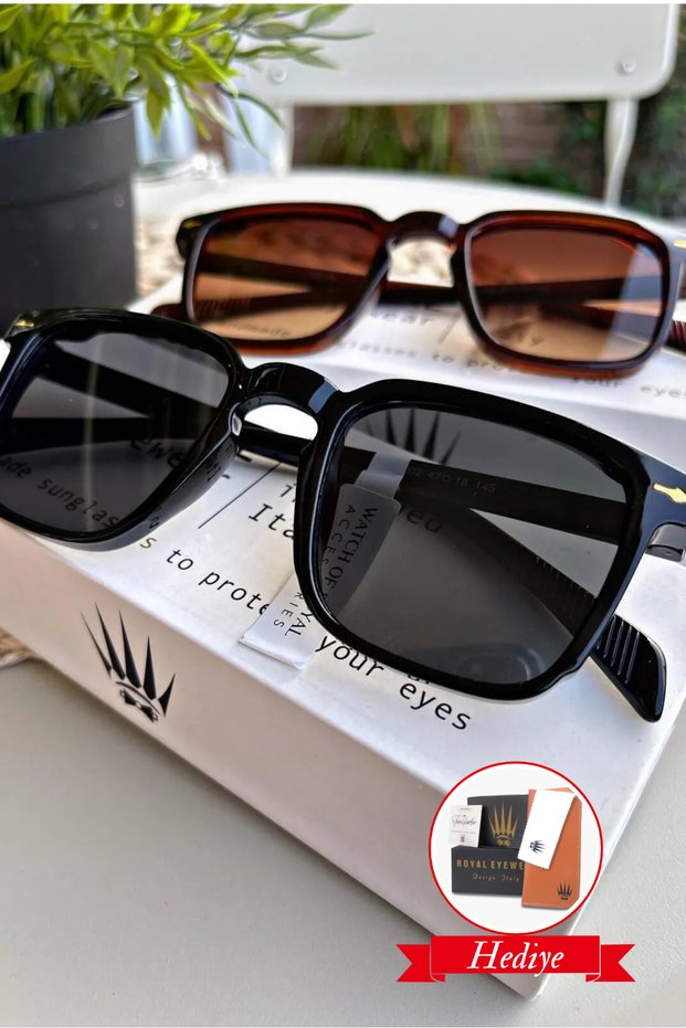 Set of Two Vintage Black-Dark Brown Sunglasses Women's Sunglasses Men's Sunglasses Uv-400