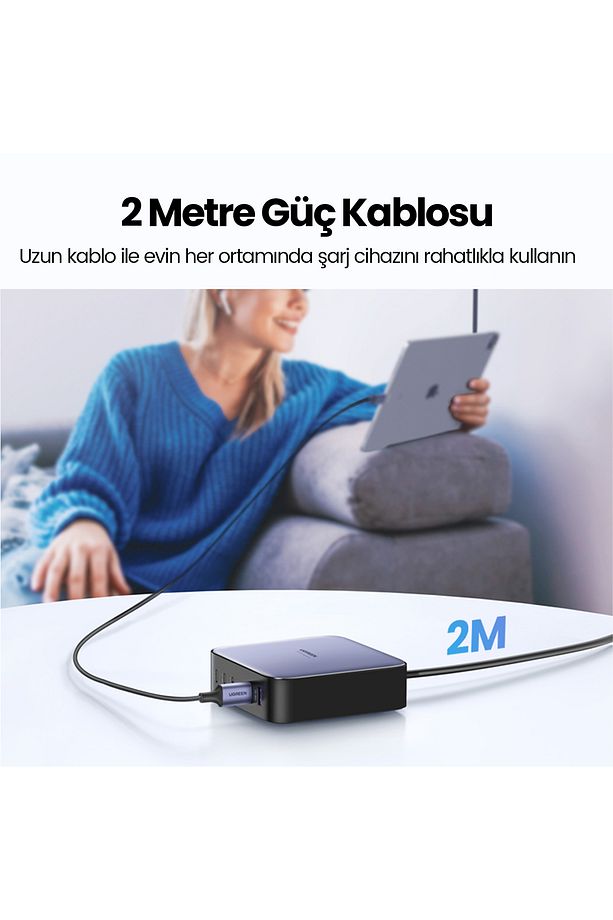 Nexode 200W GaN II 6 Portlu Masaüstü Hızlı Şarj Cihazı İstasyonu 4xUSB-C, 2xUSB-A, Gri - 40914 - 5