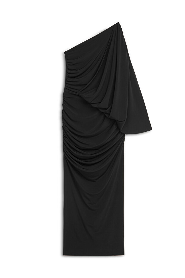 Drape Detaylı Maxi Elbise - 7
