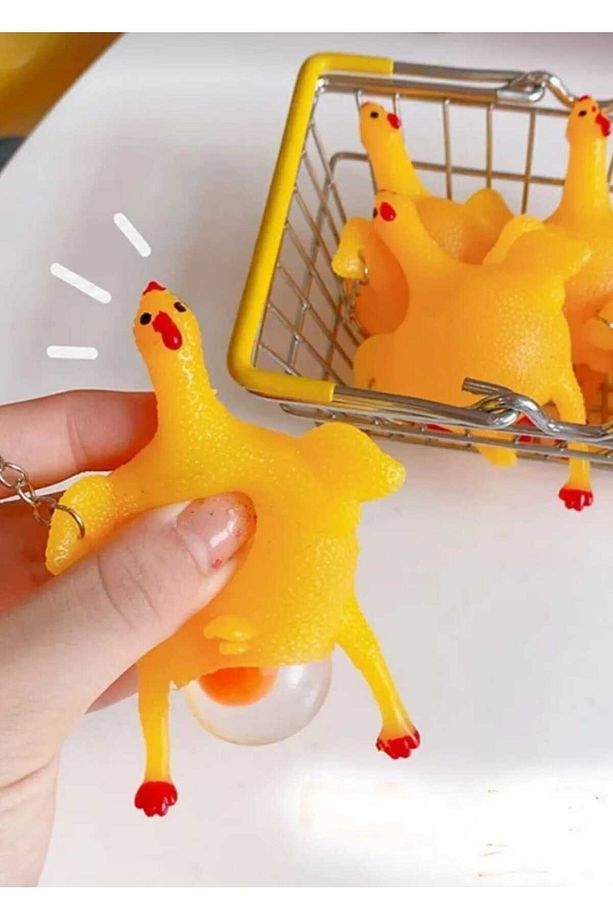 2 Adet Çılgın Tavuk Squishy Yumurtlayan Tavuk Anahtarlık Çanta Ve Cüzdan Süsü Hediyelik - 2