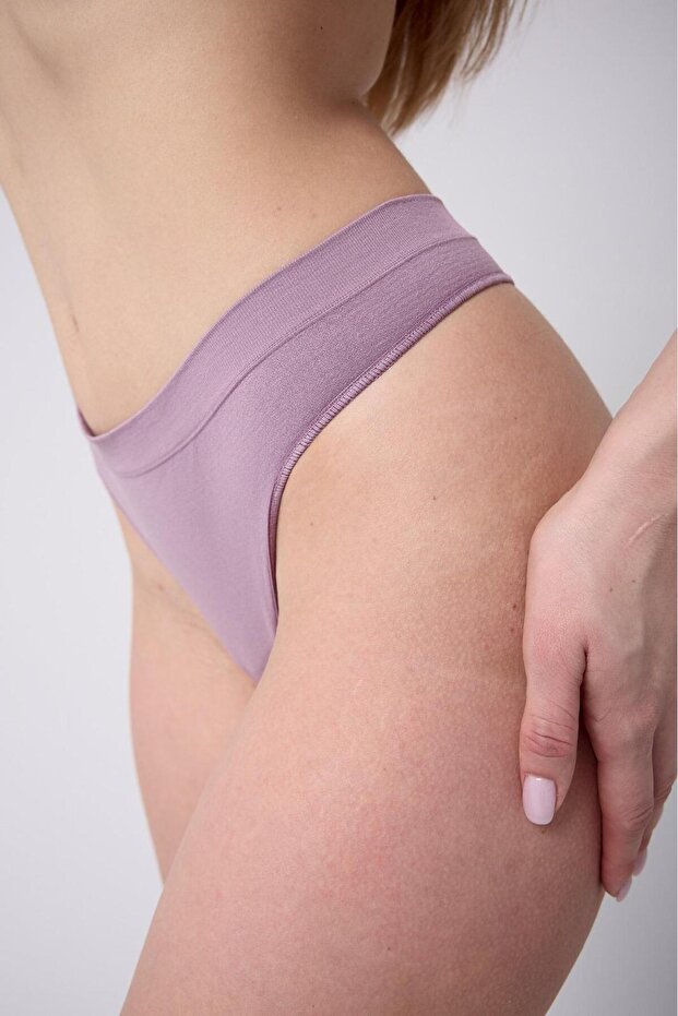 Navelli Model String Külot Düz Desensiz Sade Yumuşak Kumaşlı String Külot Gül Kurusu Renk - 4