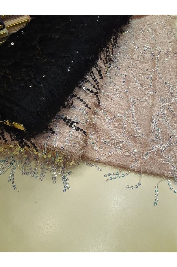 Püsküllü ve Pul Saçaklı Yumuşacık Abiyelik Dantel 2.5 Metre - 1