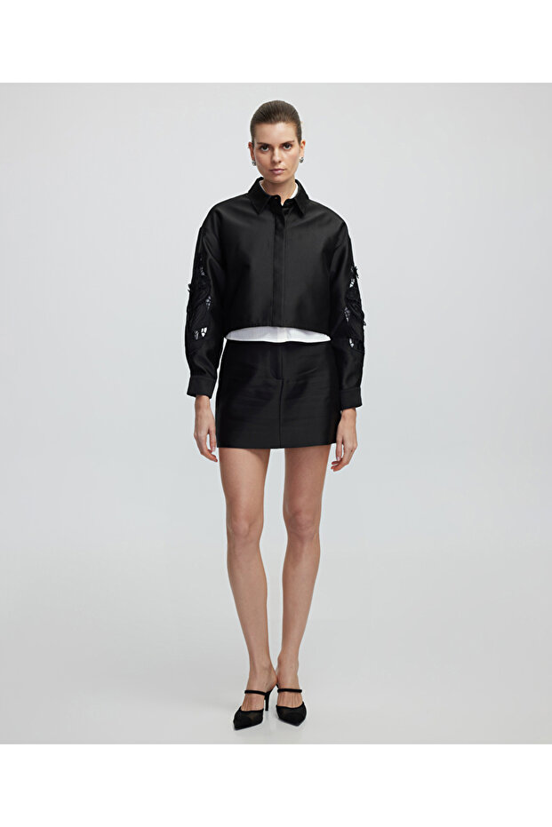 Nakışlı crop ceket - 2