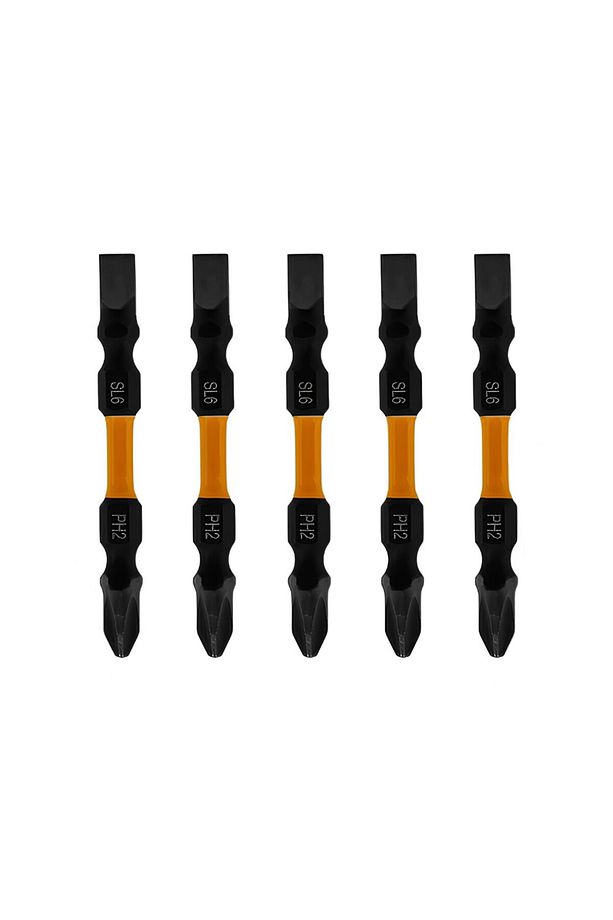 Mıknatıslı 5 Adet Çift Taraflı Bits Uç 50 Mm Vida Sökme 5 Cm Düz Yıldız Matkap Vidalama Ucu - 4