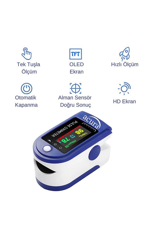 AC-60 Oksimetre OLED Ekranlı Nabız ve Oksijen Ölçer - 4