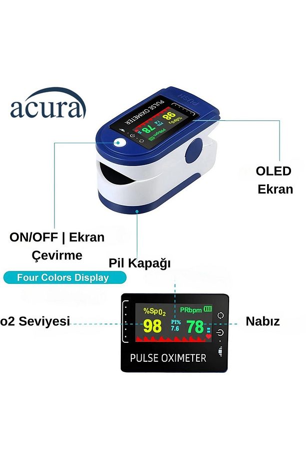 AC-60 Oksimetre OLED Ekranlı Nabız ve Oksijen Ölçer - 3