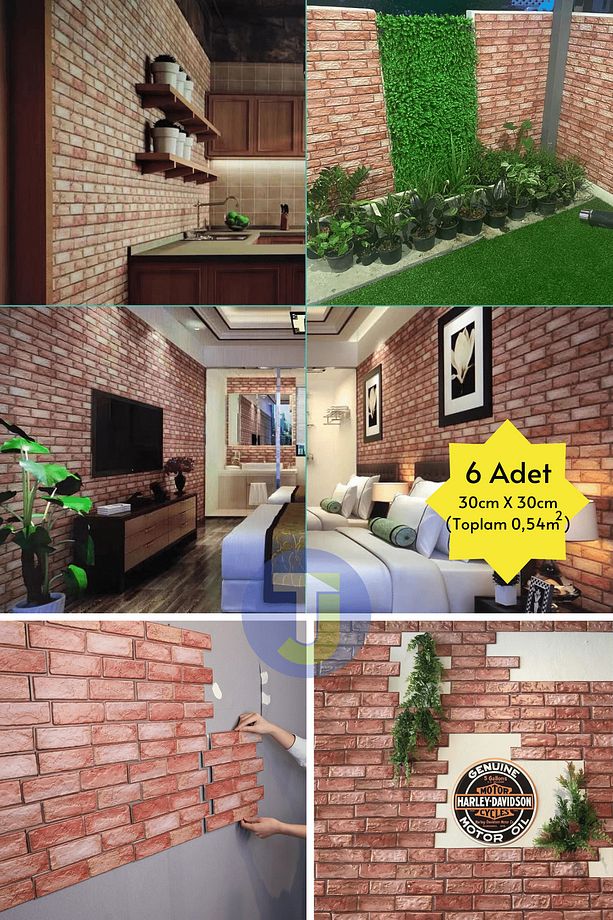 30X30cm 3D Kendinden Yapışkanlı Duvar Kağıdı Kaplama Dekorasyon Mutfak 6lı Paket 0,54m2 - 2