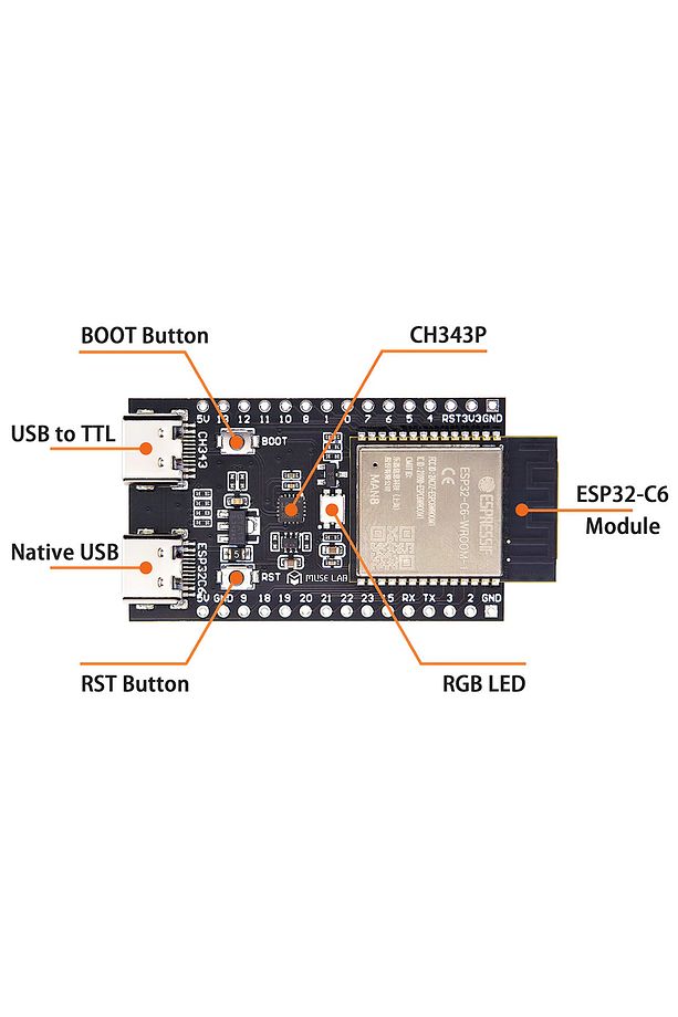 ESP32-C6 DevKit Wifi 6 ve Bluetooth 5 Modül Geliştirme Kartı  ESP32-C6-WROOM-1 32 Bit 160Mhz 8 MByte - 4
