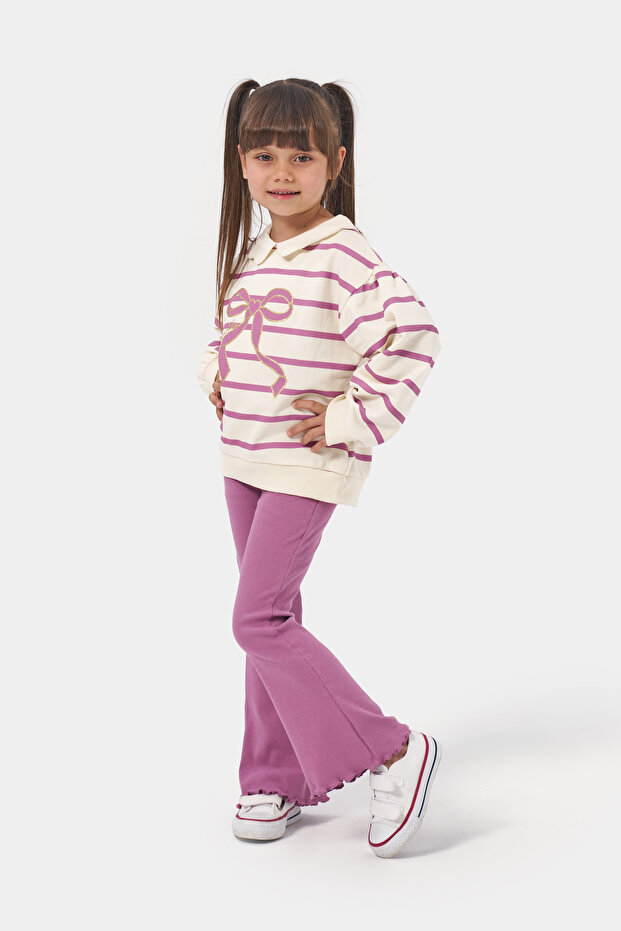 Girl's Striped Spanish Leg Leggings Double Set