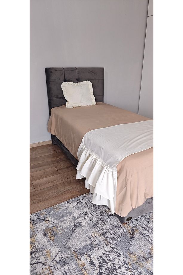 Yatak Runner & Tek Kişilik Fırfırlı Ekru 60 X 170 1 Adet Yastık 45 X 45 - 1